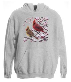 White Crimson Morning Cardinals Pullover Hooded Sweatshirt