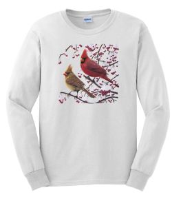 White Crimson Morning Cardinals Long Sleeve T-Shirt