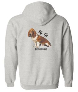 Basset Hound Zip Up Hooded Sweatshirt