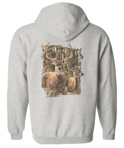 In His Domain Whitetail Deer Zip Up Hooded Sweatshirt
