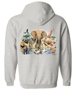 African Oasis Exotic Animal Zip Up Hooded Sweatshirt
