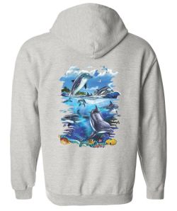 Dolphin Frenzy Zip Up Hooded Sweatshirt