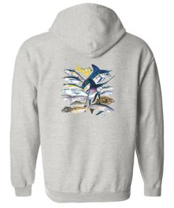 Saltwater Collage Zip Up Hooded Sweatshirt