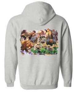 Forest Friends North American Wildlife Zip Up Hooded Sweatshirt