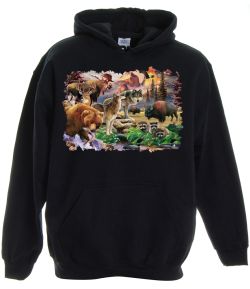 Forest Friends North American Wildlife Pullover Hooded Sweatshirt