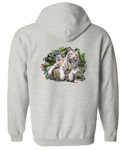 White Tiger Family Zip Up Hooded Sweatshirt