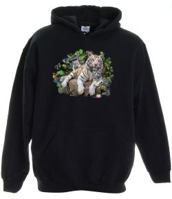 White Tiger Family Pullover Hooded Sweatshirt