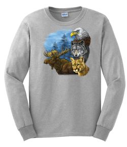 Moose, Eagle, Wolf, Bobcat Long Sleeve T-Shirt