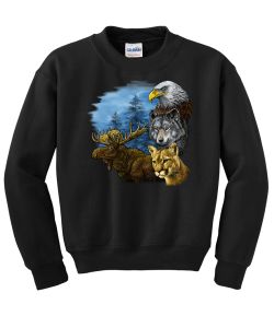 Moose, Eagle, Wolf, Bobcat Crew Neck Sweatshirt - MENS Sizing