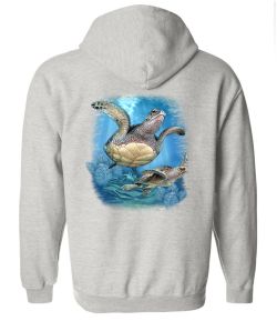 2 Sea Turtles Zip Up Hooded Sweatshirt