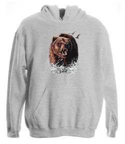 Growling Grizzly in Water Pullover Hooded Sweatshirt