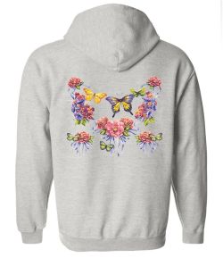 Butterflies and Roses Zip Up Hooded Sweatshirt