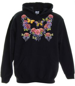 Butterflies and Roses Pullover Hooded Sweatshirt