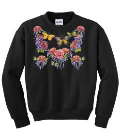 Butterflies and Roses Crew Neck Sweatshirt - MENS Sizing