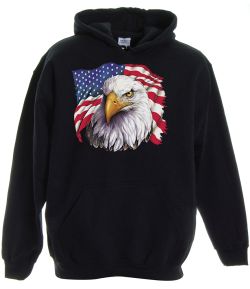 Eagle with Flag Pullover Hooded Sweatshirt