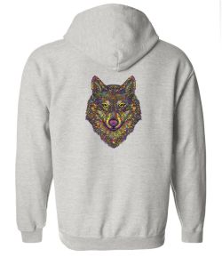 Multicolor Wolf Zip Up Hooded Sweatshirt