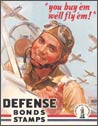 Defense Bond Stamps - Fly'em Tin Sign