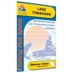 Wisconsin Tomahawk Lake (Oneida Co) Fishing Hot Spots Map