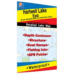 South Carolina / Georgia Hartwell Lake-East Fishing Hot Spots Map