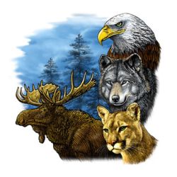 Moose, Eagle, Wolf, Bobcat T-Shirt