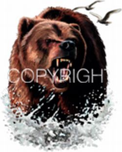 Growling Grizzly in Water Door Mat