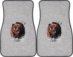 Growling Grizzly in Water Car Mats