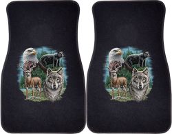 Eagle, Bear, Deer, Wolf Collage Car Mats