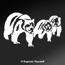 Mother Grizzly and Cubs Decal