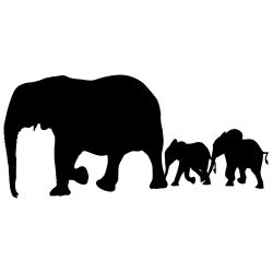 Elephant Mother and Children Wall Decal