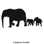 Elephant Mother and Children Wall Decal