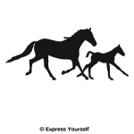 Horse Mother and Child Running Wall Decal