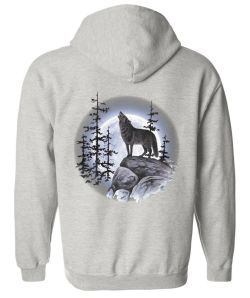 Wolf Moon Standing Zip Up Hooded Sweatshirt