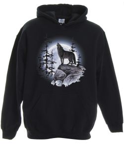 Wolf Moon Standing Pullover Hooded Sweatshirt