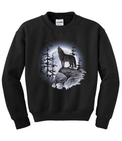 Wolf Moon Standing Crew Neck Sweatshirt - MENS Sizing