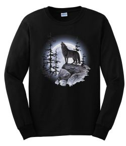 Wolf Moon Standing Long Sleeved Tshirt