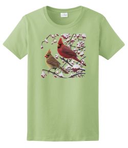 White Crimson Morning Cardinals Ladies Tee