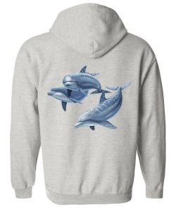 Three Dolphins Zip Up Hooded Sweatshirt