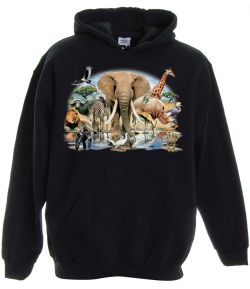 African Oasis Exotic Animal Pullover Hooded Sweatshirt