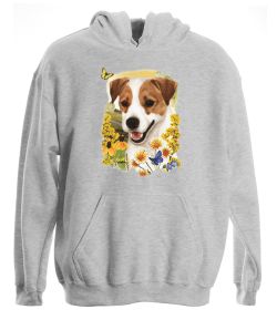 Jack Russell Terrier Floral Pullover Hooded Sweatshirt
