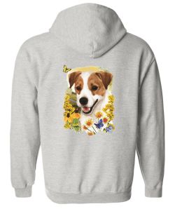 Jack Russell Terrier Floral Zip Up Hooded Sweatshirt