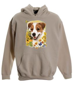 Jack Russell Terrier Floral Pullover Hooded Sweatshirt