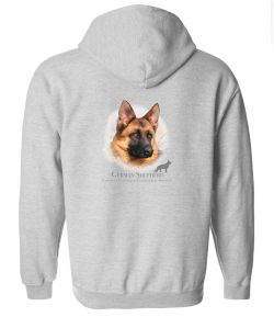 German Shepherd Head Zip Up Hooded Sweatshirt