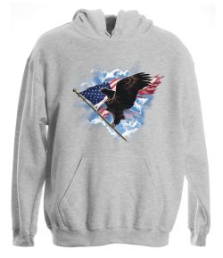 Patriotic Flying Eagle Pullover Hooded Sweatshirt