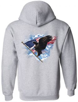 Patriotic Flying Eagle Zip Up Hooded Sweatshirt