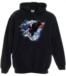 Patriotic Flying Eagle Pullover Hooded Sweatshirt