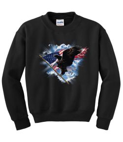 Patriotic Flying Eagle Crew Neck Sweatshirt - MENS Sizing