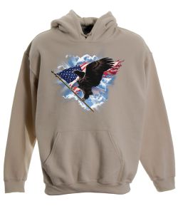 Patriotic Flying Eagle Pullover Hooded Sweatshirt