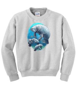 Manatee and Babies Crew Neck Sweatshirt - MENS Sizing