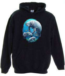 Manatee and Babies Pullover Hooded Sweatshirt