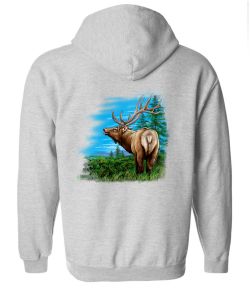 Elk Looking Left Zip Up Hooded Sweatshirt